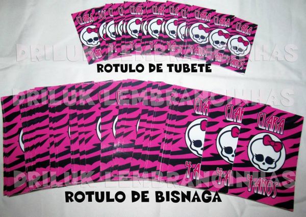 RÓTULOS ADESIVOS MONSTER HIGH BRIGADEIRO E TUBETES