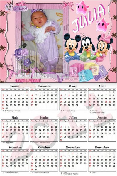 BABY DISNEY CALENDÁRIO